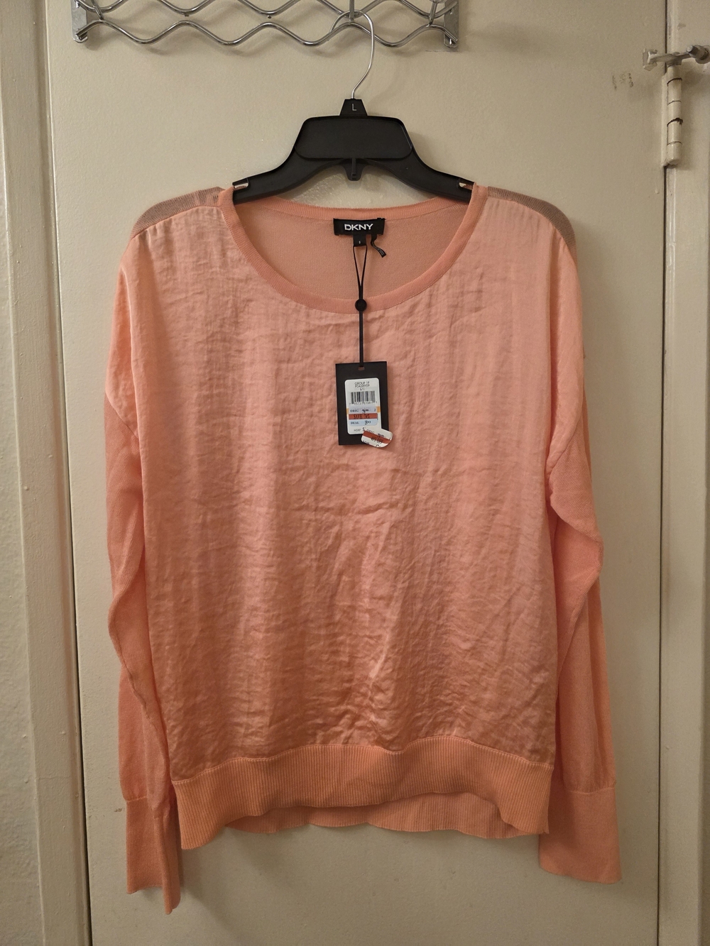 DKNY Women’s Peach Lightweight Crewneck Sweater